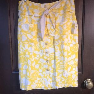 Anthropologie Yellow & White Skirt